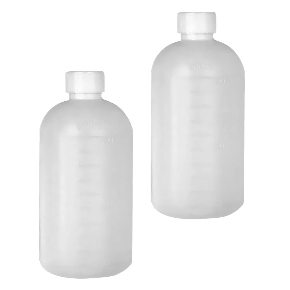 

2 Pcs Reagent Bottle Plastic 500ml Narrow Mouth Container Pill Liquid High Grade Hdpe Polyethylene Sealing