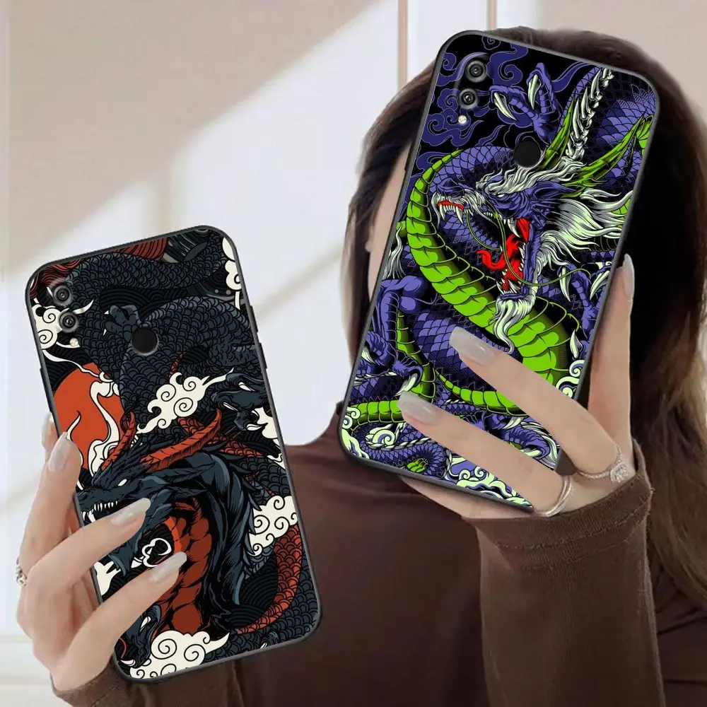 Mythical Dragon And Tiger Phone Case For Huawei Honor X50 X40 X30 X20 X10 X9 X9A X8 X7 V40 Magic 3 4 5 Case Funda Coque Shell