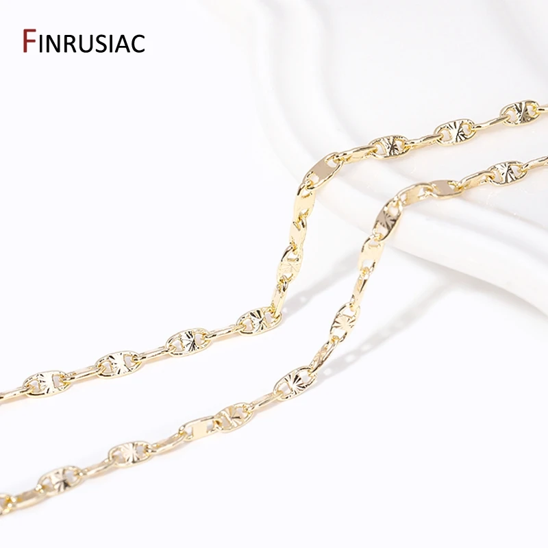 4.5mm*2mm 14K Gold Plated Brass SunFlower Link Chains Bulk For Jewelry Making DIY Necklace Findings Handmade Craft Accessories
