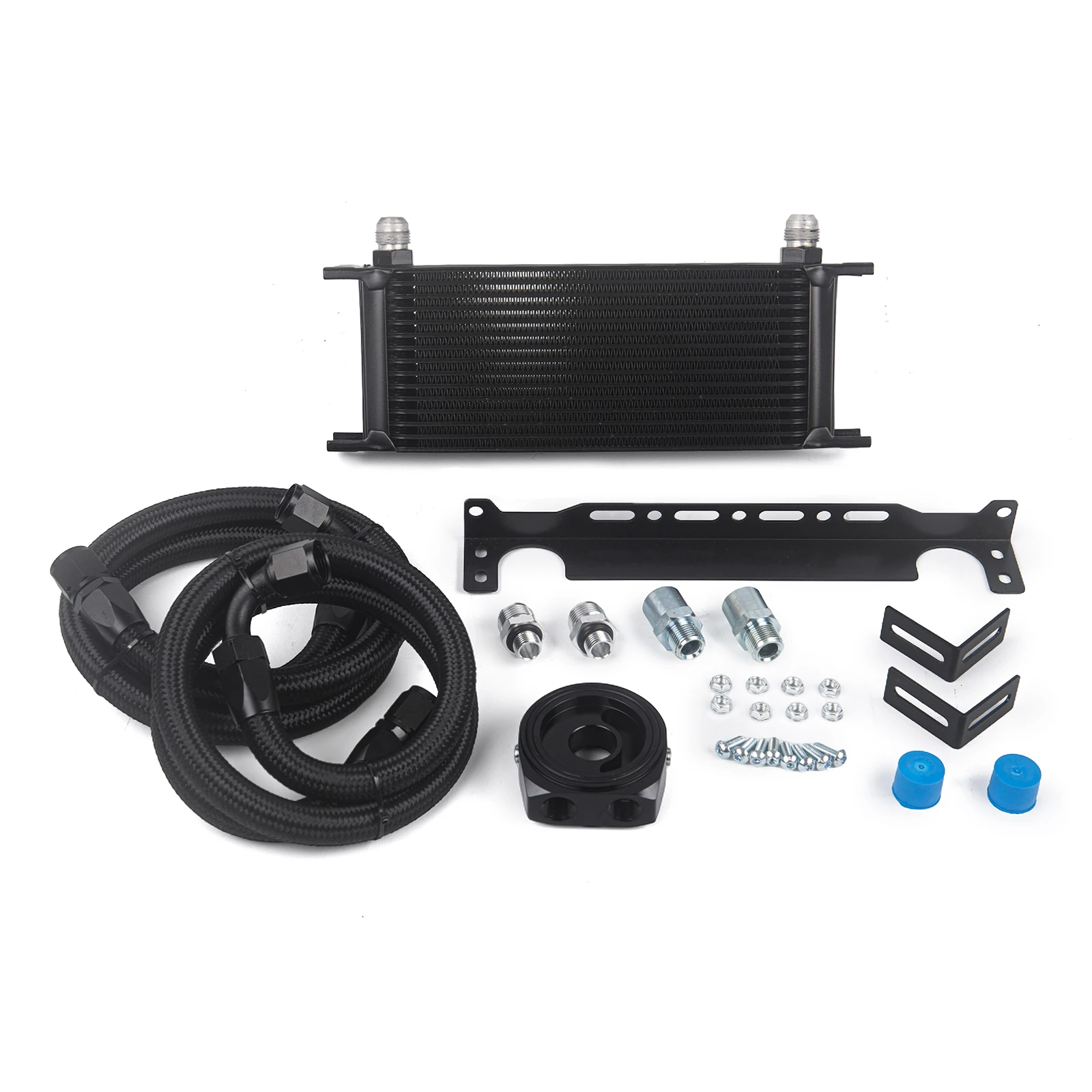 

1 Set 15 Rows Oil Cooler Kit AN10 M-MODEL With Bracket With Nylon Stainless Steel Braided Hose