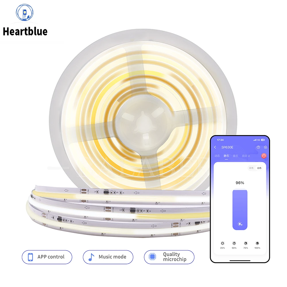 360LEDs 24V 60W SPI FCOB DIM IC LED Light Strip Addressable High Density Flexible FOB COB 10mm Led Lights RA90 3000K 4000K 6000K