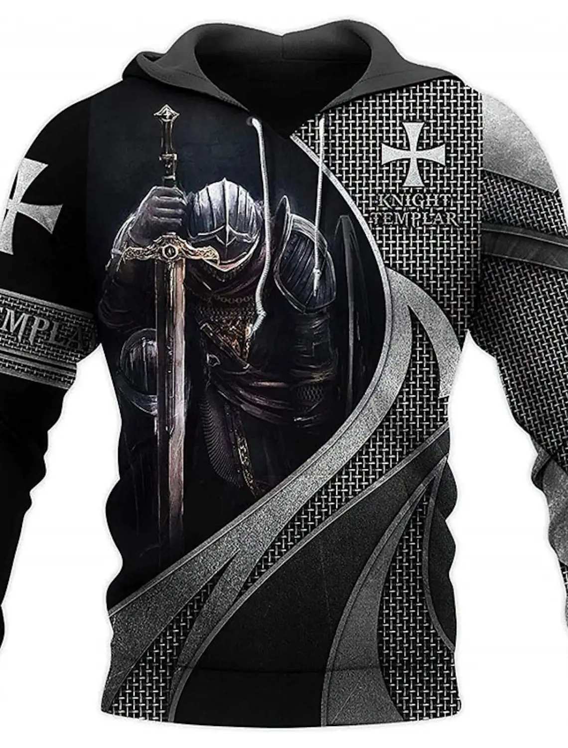 Men's Hoodie 3D Templar Crusader Print Sweatshirts Harajuku Hooded Shirt Pullover Casual Clothes Streetwear Top Men's Clothing