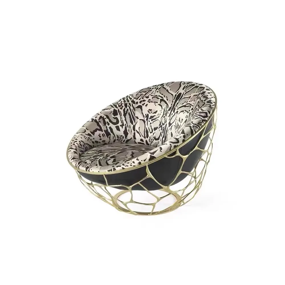 Sofa chair light luxury casual leopard print leather pure copper chair