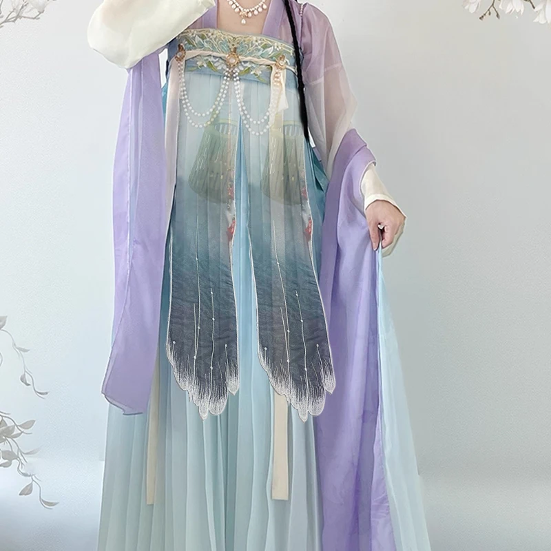 

1pc Chinese Classical Style Flowing Patch Gradient Color Printed Embroidery Patch for Hanfu Skirt Decoration Accessory