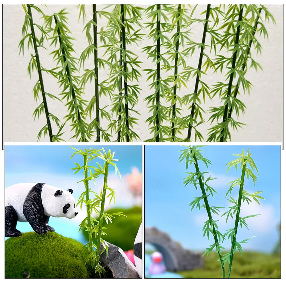 

12 Pcs Simulated Bamboo Fake Plant Plug-in Decoration Miniature Artificial Faux 15cm DIY Crafts Greenery Accessories