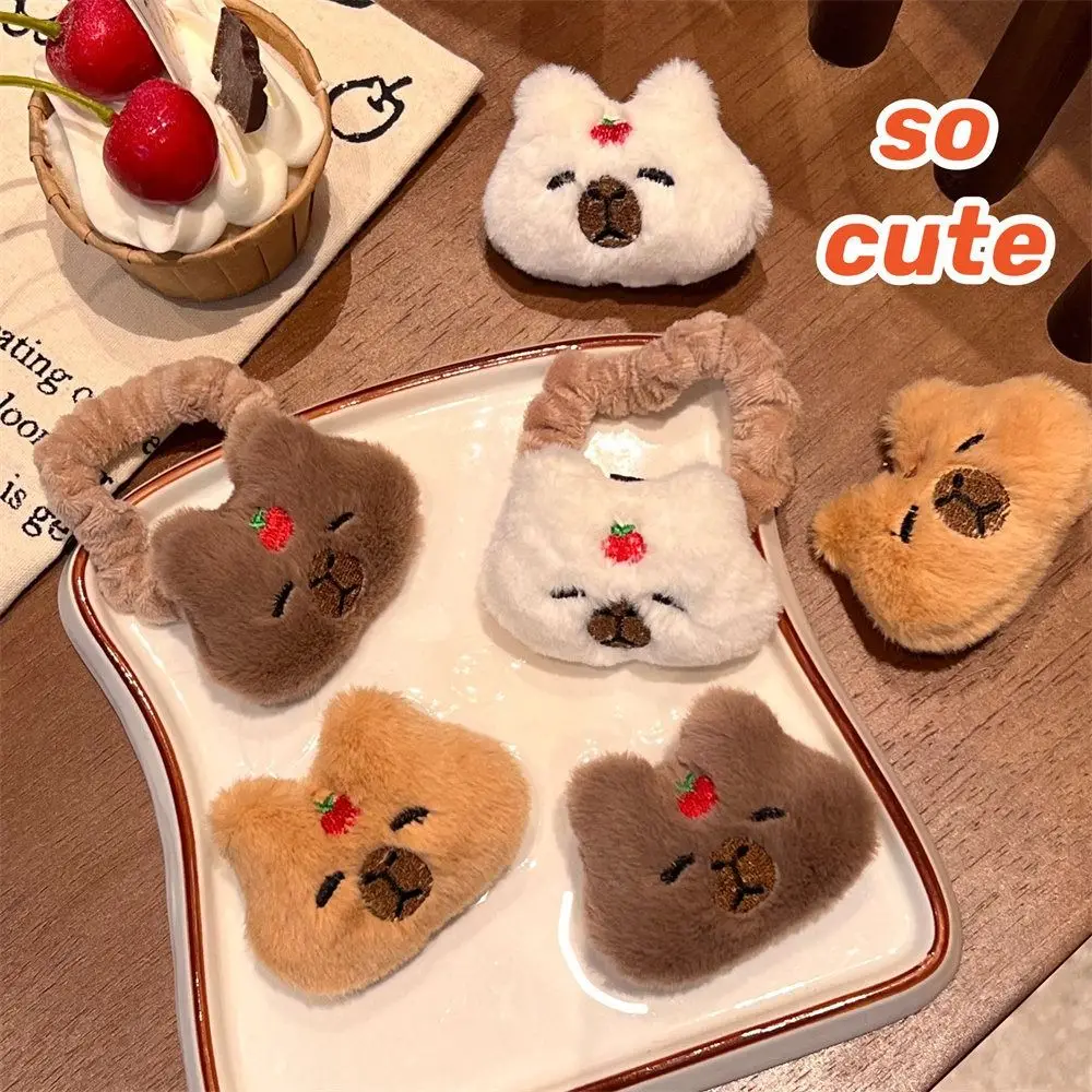 Guinea Pig Capybara Plush Hair Clip Stuffed Doll Badge Animals Plush Doll Headwear Fluffty Barrettes Cartoon Brooch Travel