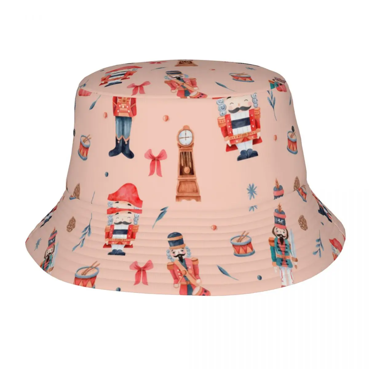 Christmas New Year Bucket Hats for Woman Vocation Pink Nutcracker Casual UV Protection for Camping Fishing Hats Dropshipping