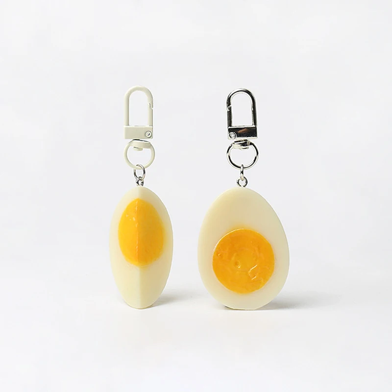 Creative Simulation Food Boiled Egg Keychain Delicious Pendant Backpack Hanging Decoration Accessories Personality Pendant Gift