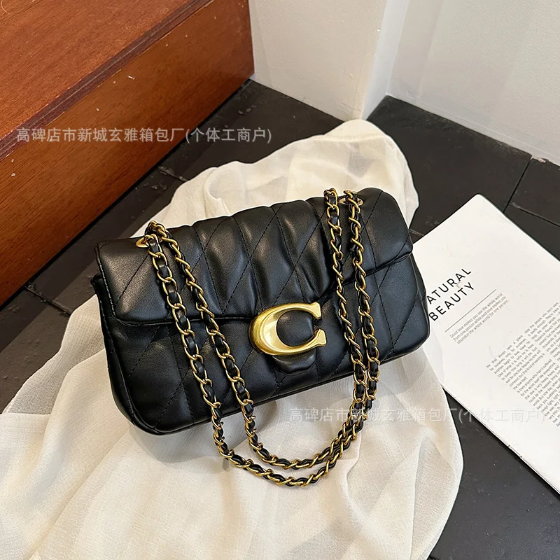 

Quilted Stitching Bag Women 2026 New Designer Chain Strap Shoulder Bag High End Versatile Underarm Purse For Ladies Fashion