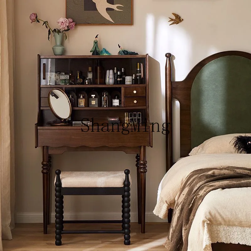 

FG solid wood antique makeup desk dresser small apartment retro bedroom chest