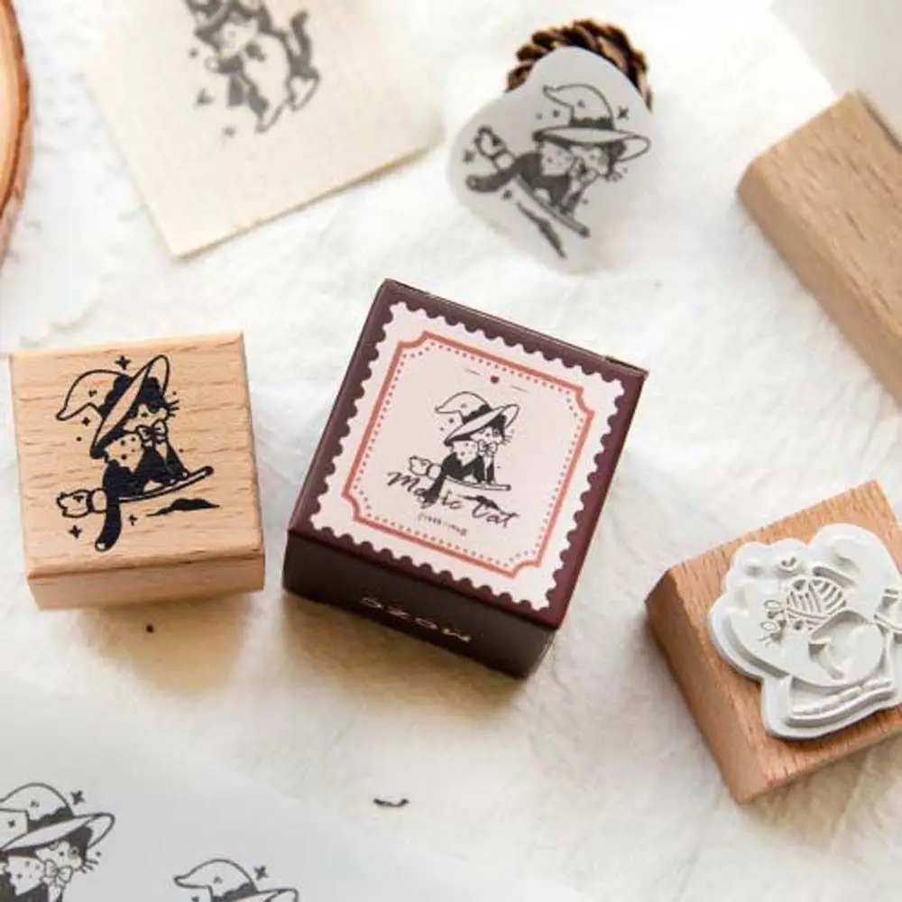 Diy Craft Black Cat Stamps Cute Pet Retro Vintage Wooden Rubber Stamps Handmade Kitten Cat Seal Stamping Scrapbooking