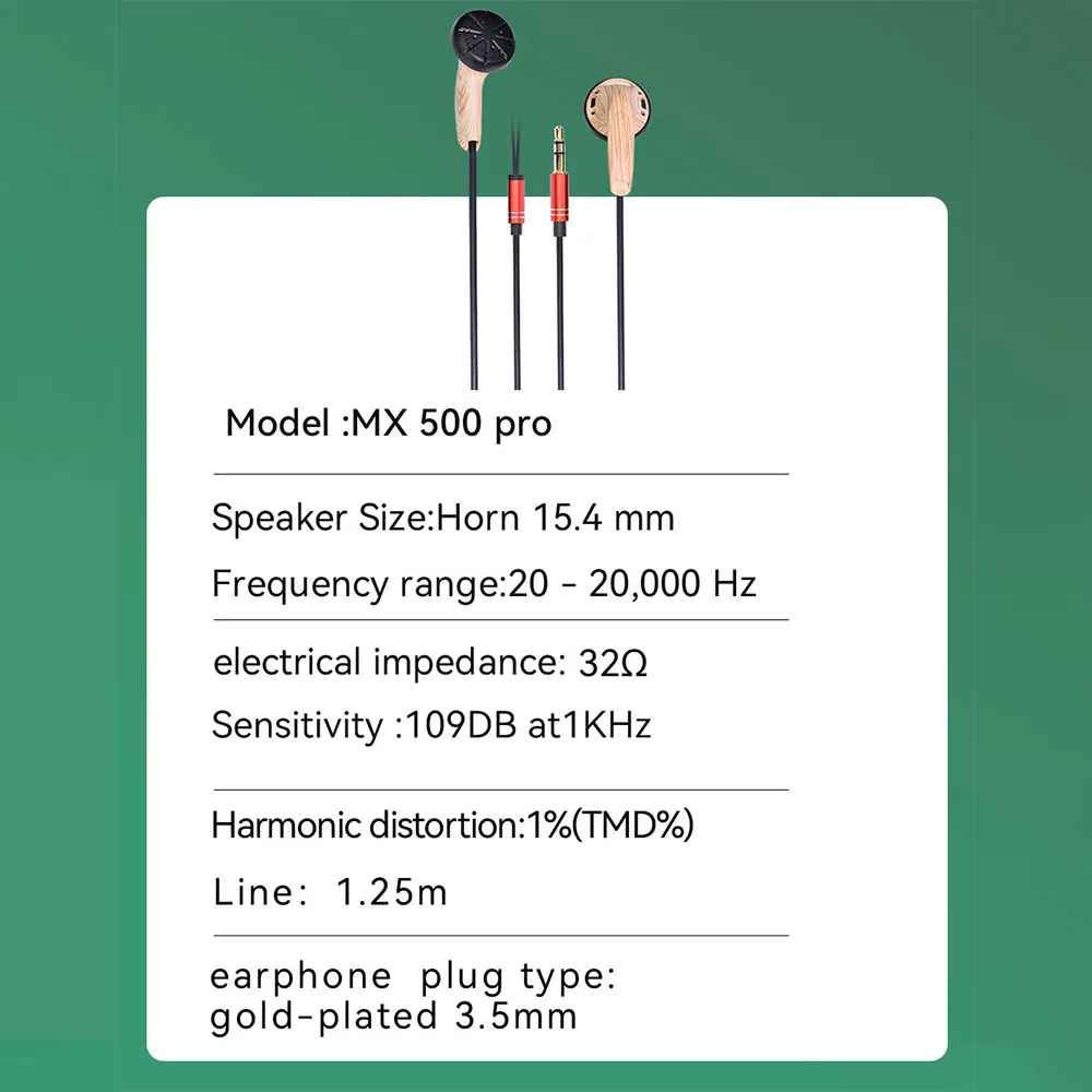 QIGOM MX500Pro Human Voice Version Earphone Wired Flathead 15.4MM Dynamic Driver Balanced Sound Optional Microphone TPU Cable
