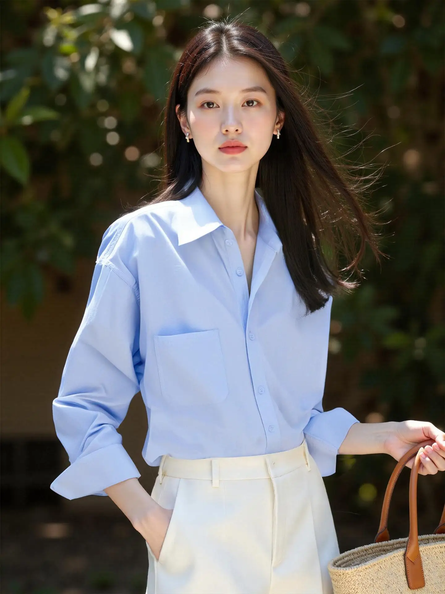 YMDM プロフェッショナル ブルー 多用途 レディース 秋の新作 スタイリッシュ 通勤 面接服 高級感 トップス