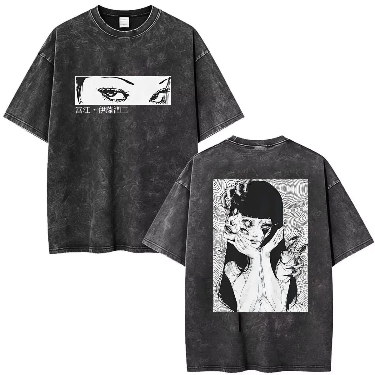 Anime Tomie Junji Ito Vintage Washed Graphic T Shirt Men Women Clothing Casual Short Sleeve T-shirts High Quality Cotton T-shirt