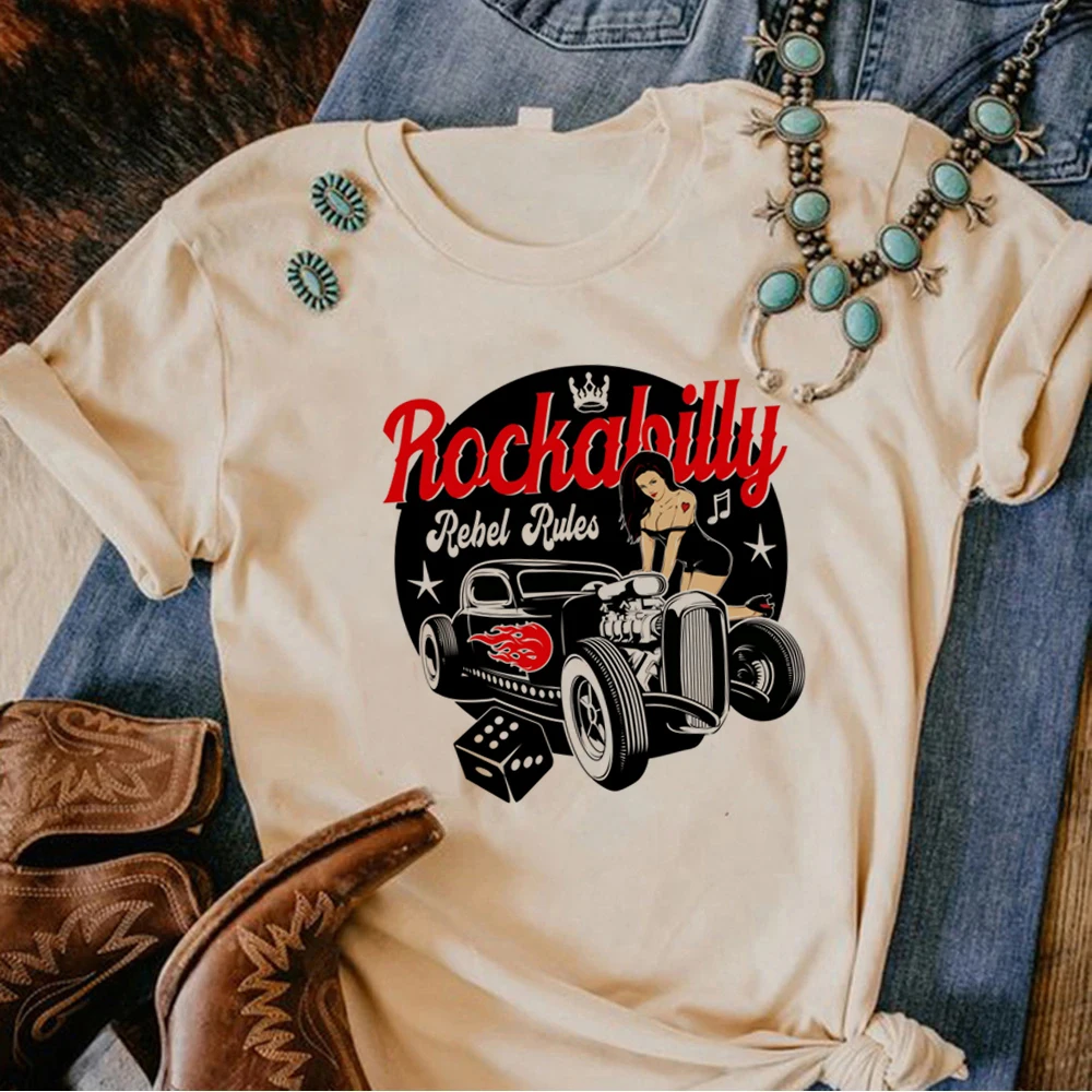 Rockabilly t shirt women graphic top girl anime funny manga clothes