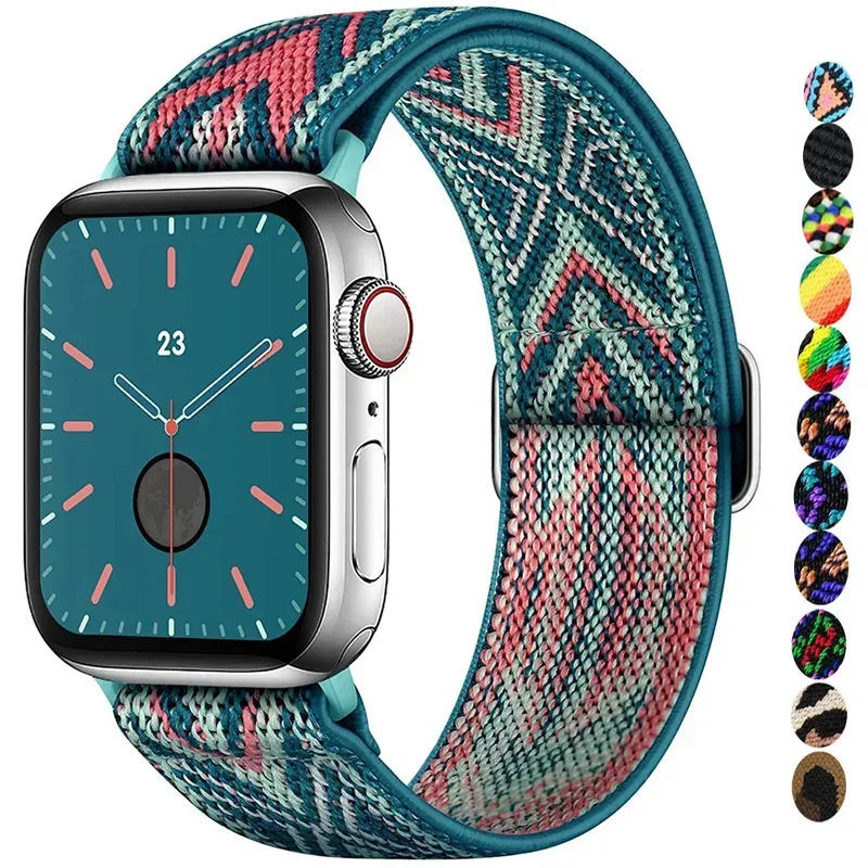 Scrunchie Strap for Apple watch Ultra 2 band 45mm 44mm 40mm 41mm 42mm 46mm 49mm Elastic Nylon bracelet iWatch series 10 9 8 7 se