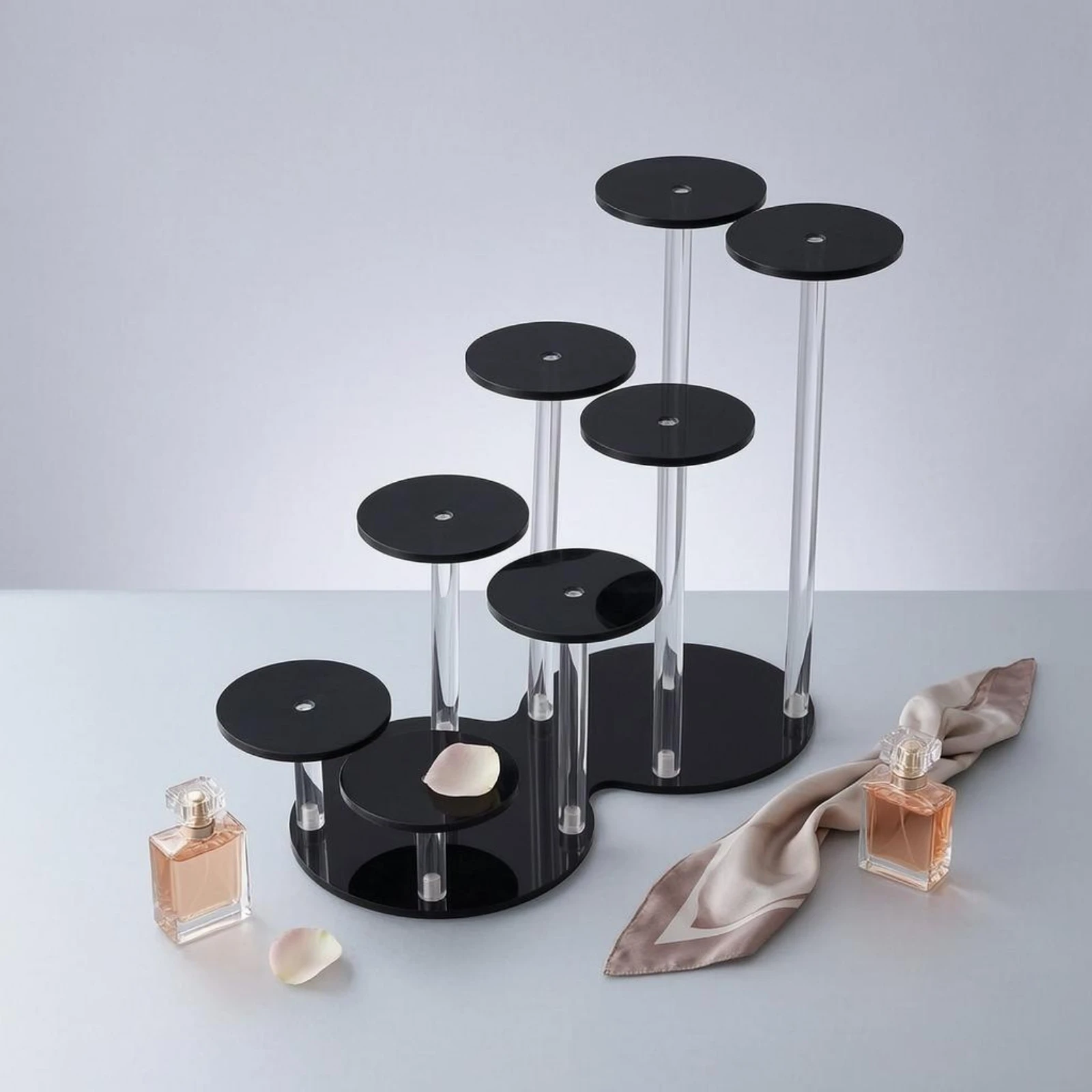 Perfume Display Stand Multi-Level Tiered Display Stand Stepped Oval Base