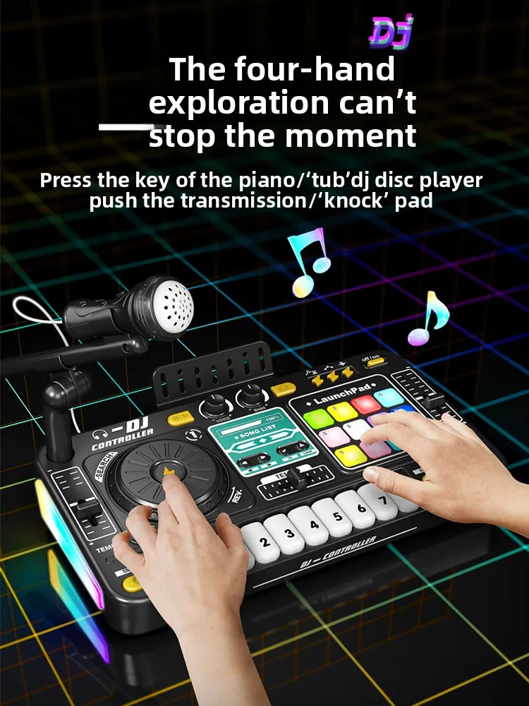 

DJ Turntable Children's Toy Little Piano Baby Electronic Keyboard Multi-Functional Rhythm Music Instrument Boys Girls Gift