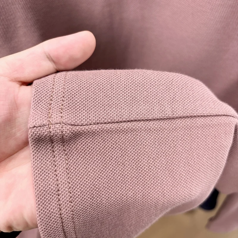 100% Baumwolle Herren Langarm-Poloshirt mit Kragen und Knöpfen, Exquisitem Musterdruck, Neues Herbst-Poloshirt, Business Casual Herrenbekleidung – Detail 8