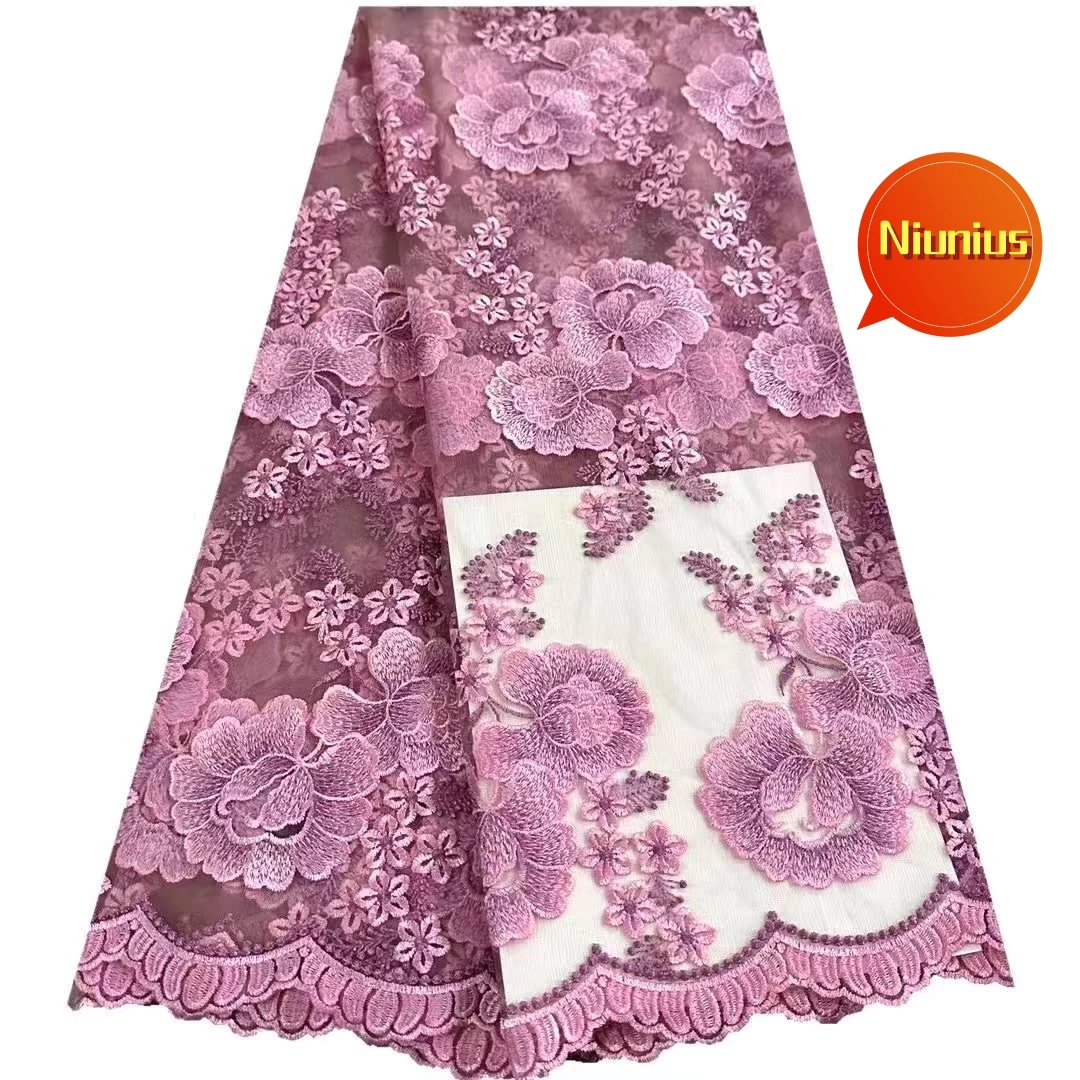 5Yards 2024 Latest Best Quality Delicate Embroidered Austria Lace Very Soft Tulle Fabric For Party Evening Dress NN_5838