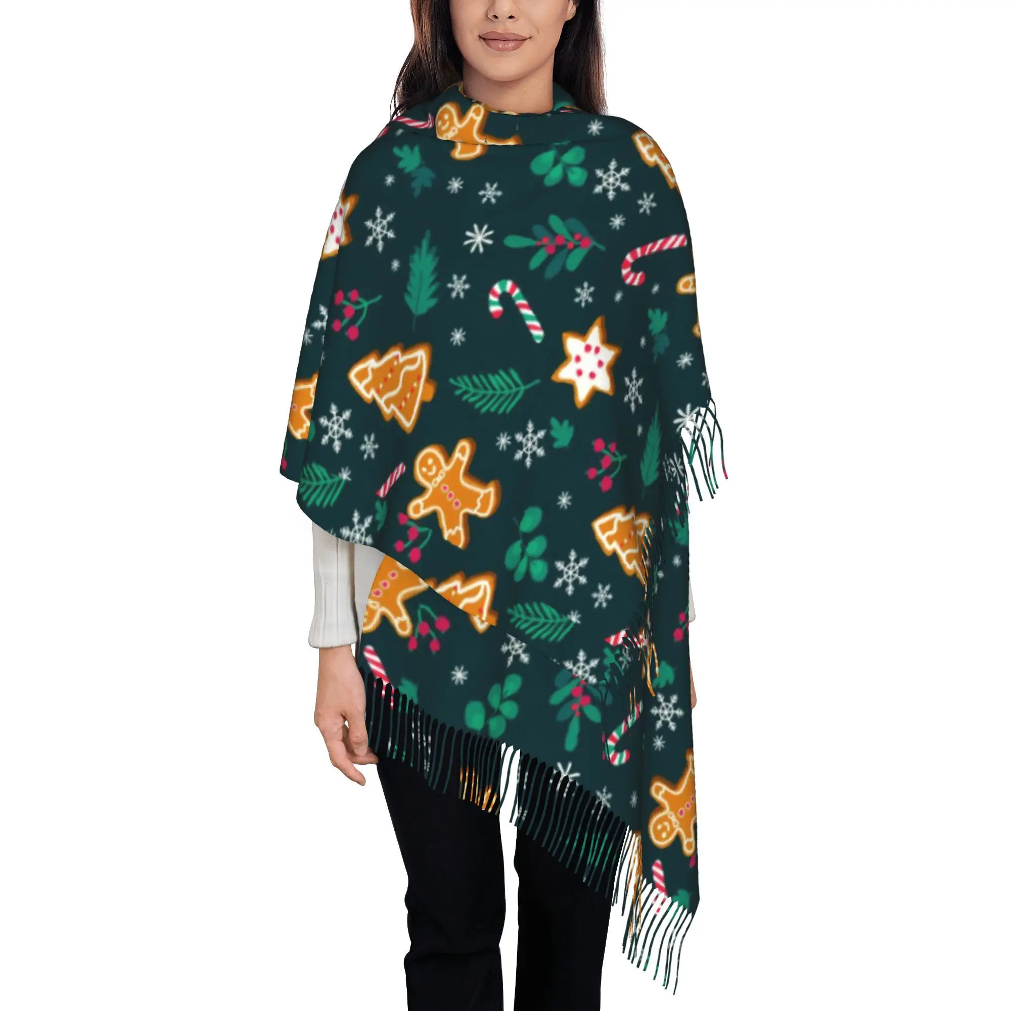 A Single Piece Christmas Tassel Shawl Designed for Warmth During Autumn, Perfect for Birthdays As a Neck Warmer