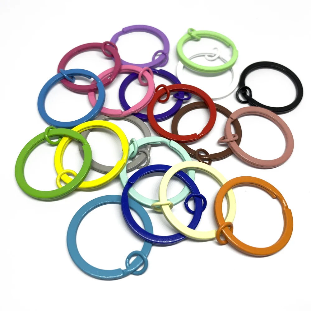 20Pcs Colorful Metal Blank Keyring Keychain Split Ring Key Fob Key Holder Rings Women Men DIY Key Chains Key Ring Accessories
