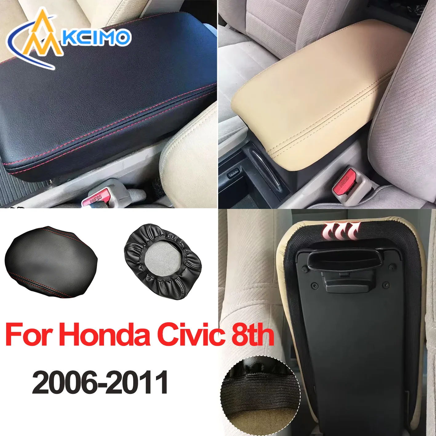 

KCIMO Premium PU Leather Armrest Cover for Honda Civic 8th Gen Sedan 2006-2011 Center Console Protector Car Accessories 2011
