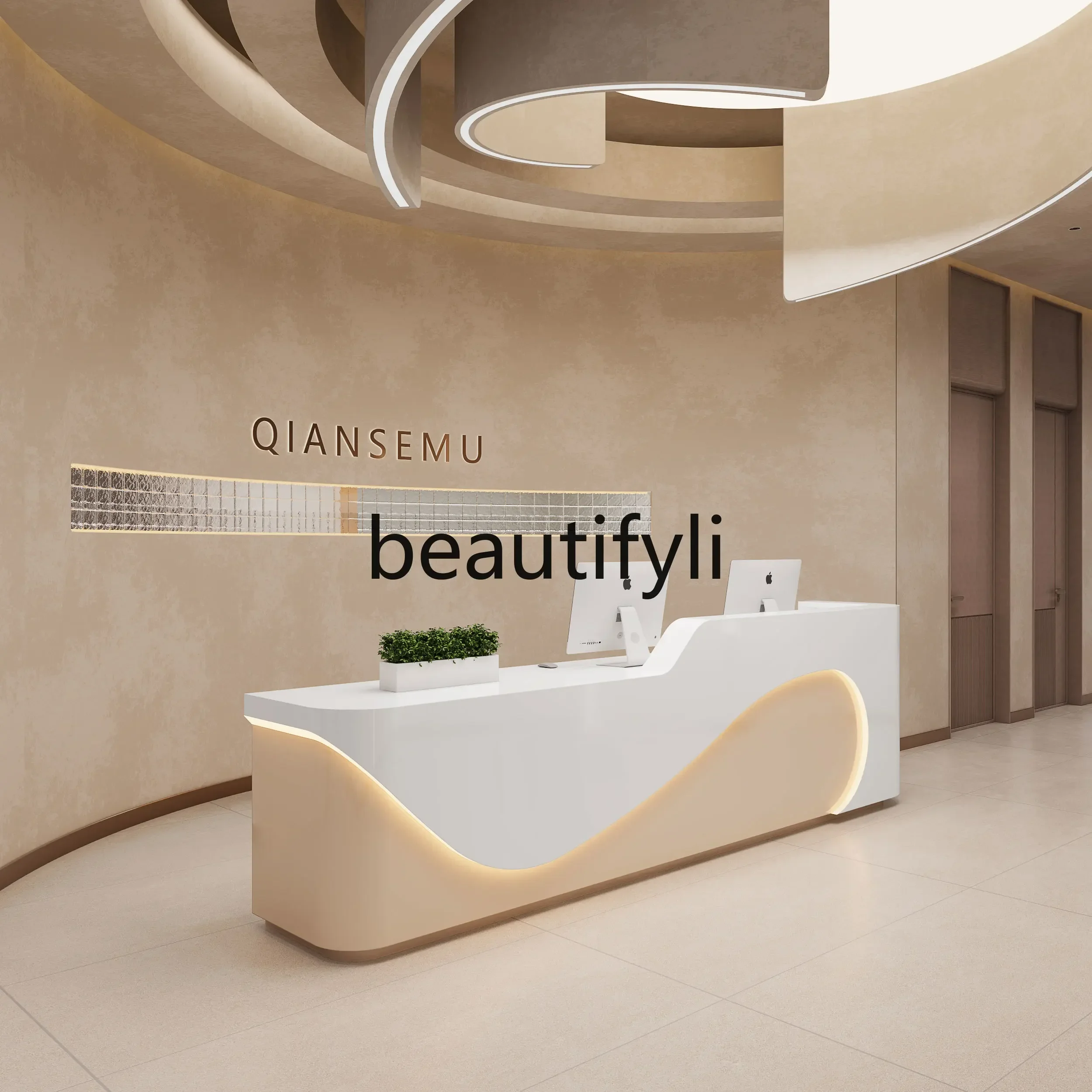 

Beauty salon, reception desk Education and training institution Company bar table Painting clothing store checkout page