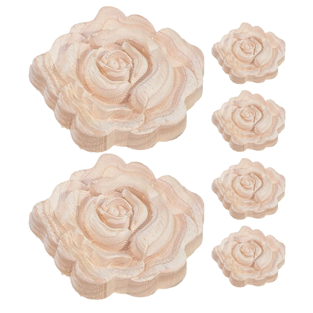 

6 Pcs Removable European Style Furniture Decoration Wood Beautiful Flower Stickers