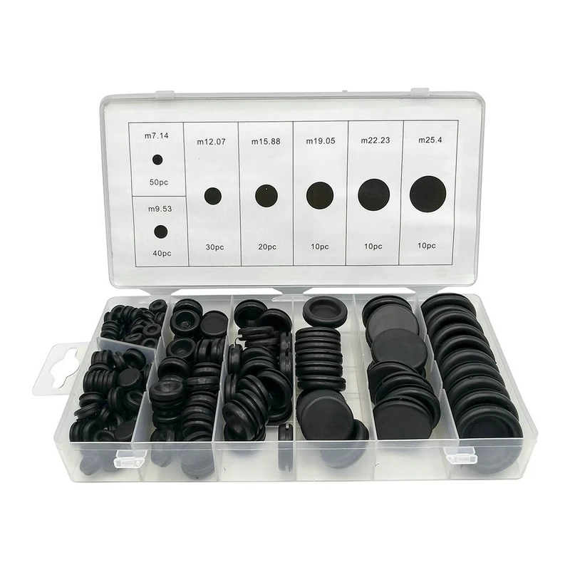 7 Size 170Piece Rubber Grommet Kit Electrical Wire Gasket Solid Hole Plugs Assortment Set for Plumbing Automotive General Repair