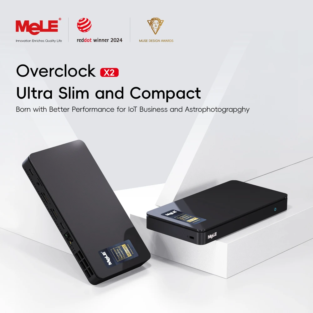 MeLE Overclock X2 Mini PC,N150 16GB 512GB Micro Desktop Computer, 4K Triple Display, All-in-one USB-C, USB3.2/WiFi/BT/Ethernet