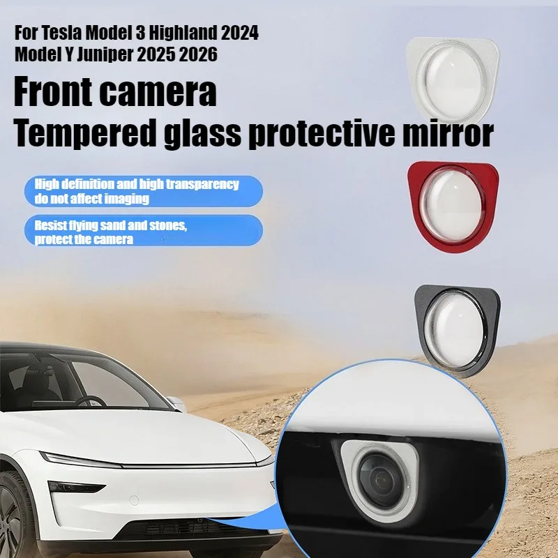 Front Camera Protector For Tesla Model Y Juniper 2025 2026 Model 3 Highland Shield Optical Glass Rainproof Cover Anti-collision