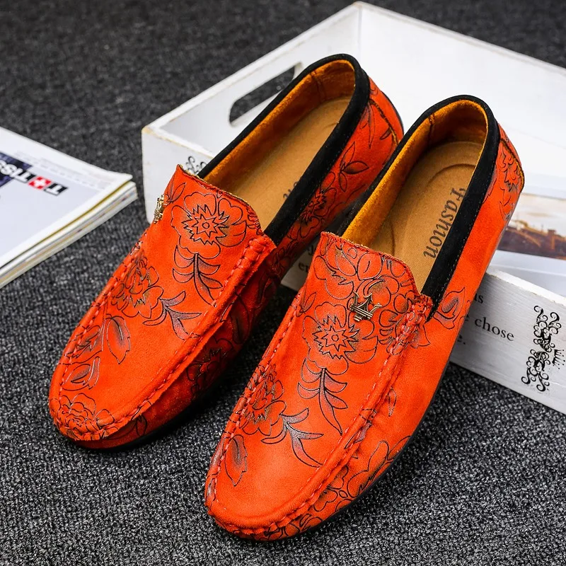

New Design Fashion Red Rose Loafers Shoes for Men Breathable Casual Designer Shoes Men Soft Flat Shoes Man mocasines de hombre