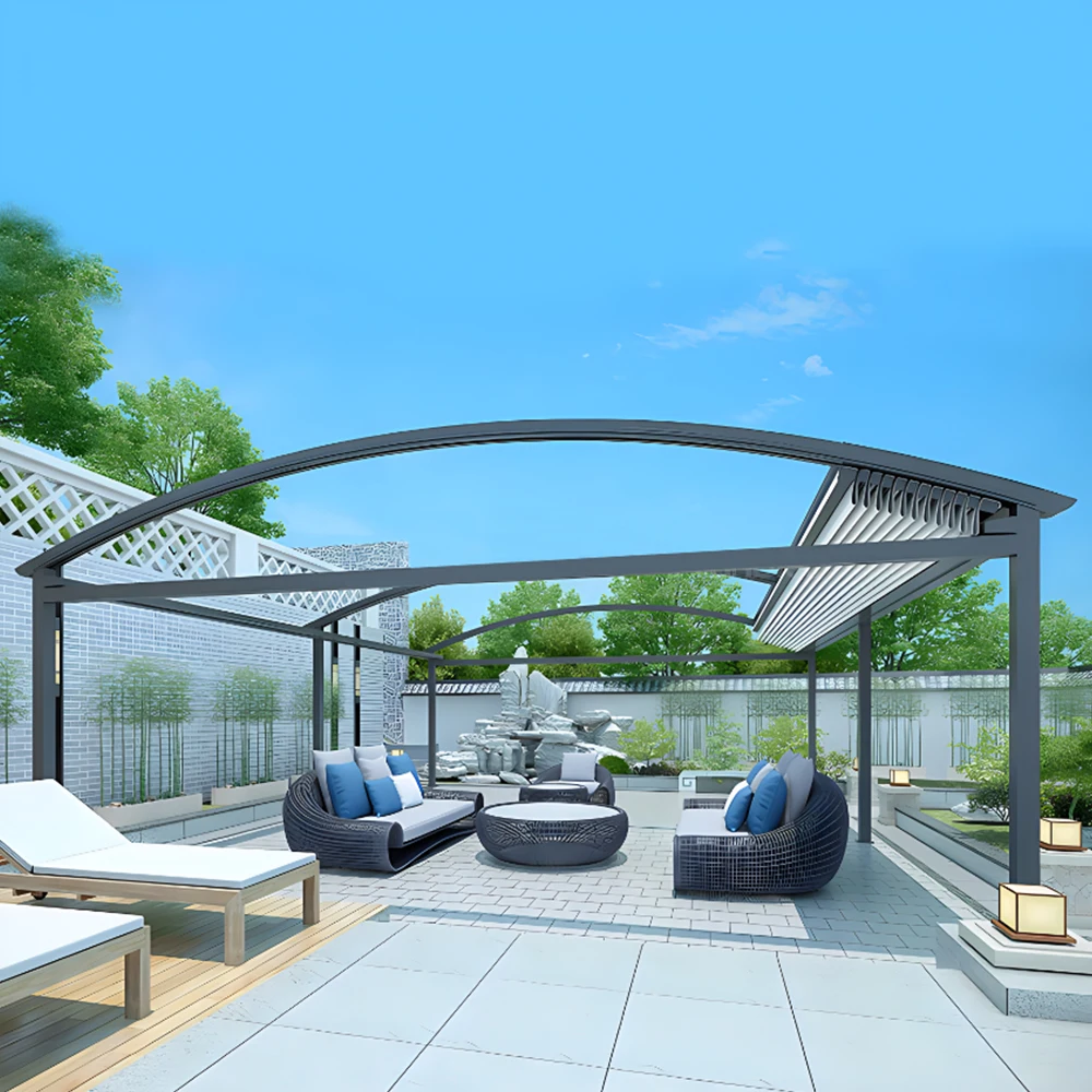 

Opening Roof Retractable Awnings Outdoor Waterproof Aluminium Motorized PVC Pergola