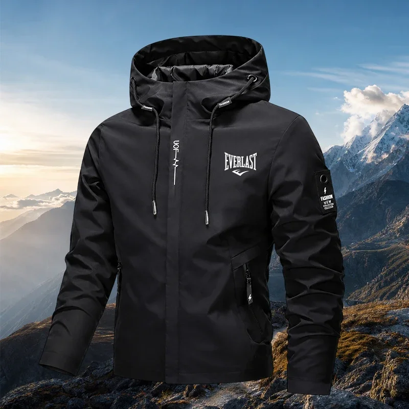 2026 New Men Thin Hooded Hiking Jacket, Solid Breathable Wear-resistant Outdoor Daily Casual Coat