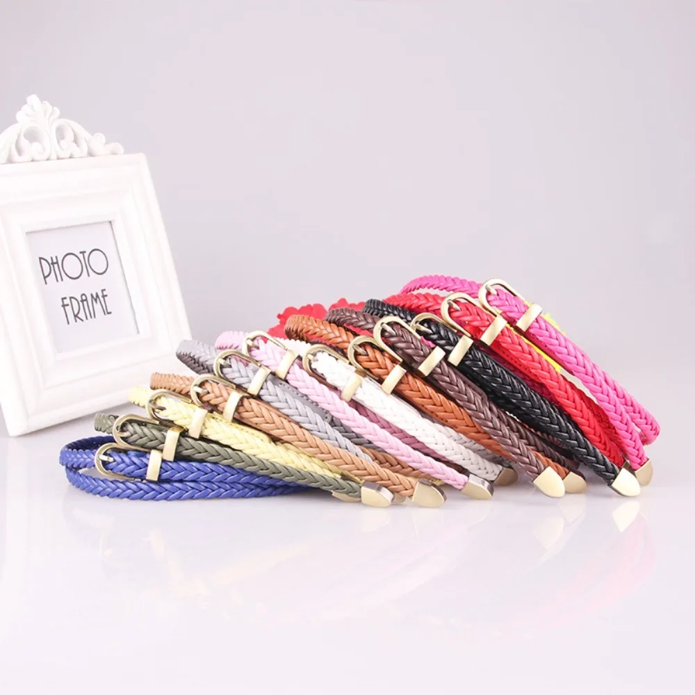 Solid Color Dress Slim Belt New Weave Perforated Sweater Strap Needle Buckle Waist Rope Female