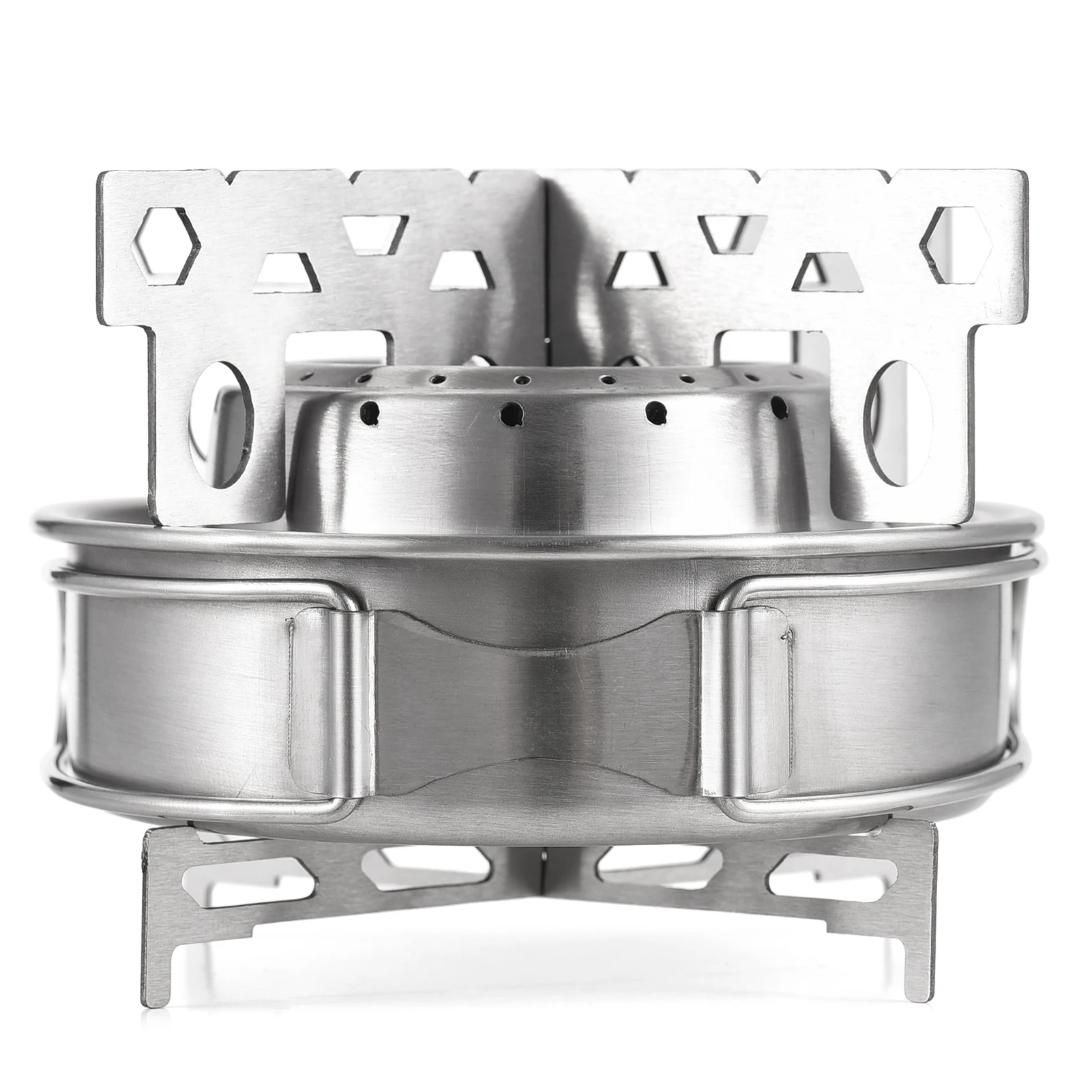 Tomshoo Portable Outdoor Stainless Steel Alcohol Stove with Foldable Handles for Camping Hiking Backpacking Picnic Survival