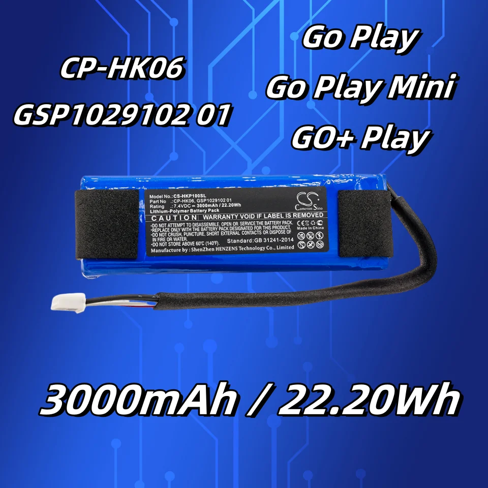 Speaker Battery For Harman/Kardon CP-HK06  GSP1029102 01 Go Play  Go Play Mini  GO+ Play Capacity 3000mAh / 22.20Wh  Li-Polymer