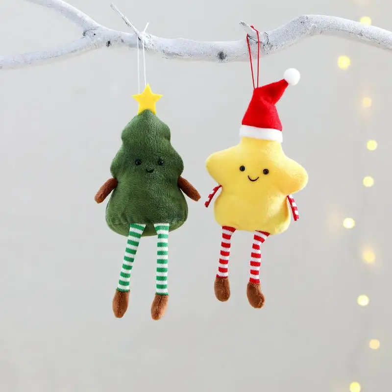Christmas Tree Star Plush Keychain Cute Backpack Charm Cartoon Doll Pendant Accessory Party Tabletop Decoration Christmas Gift