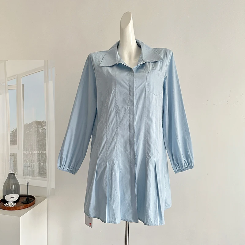 エレガントな女性のシャツドレス夏 2025 新しいソリッドカラーのドレススタイリッシュなフリルホリデー Vestidos A ラインルーズ Dressess
