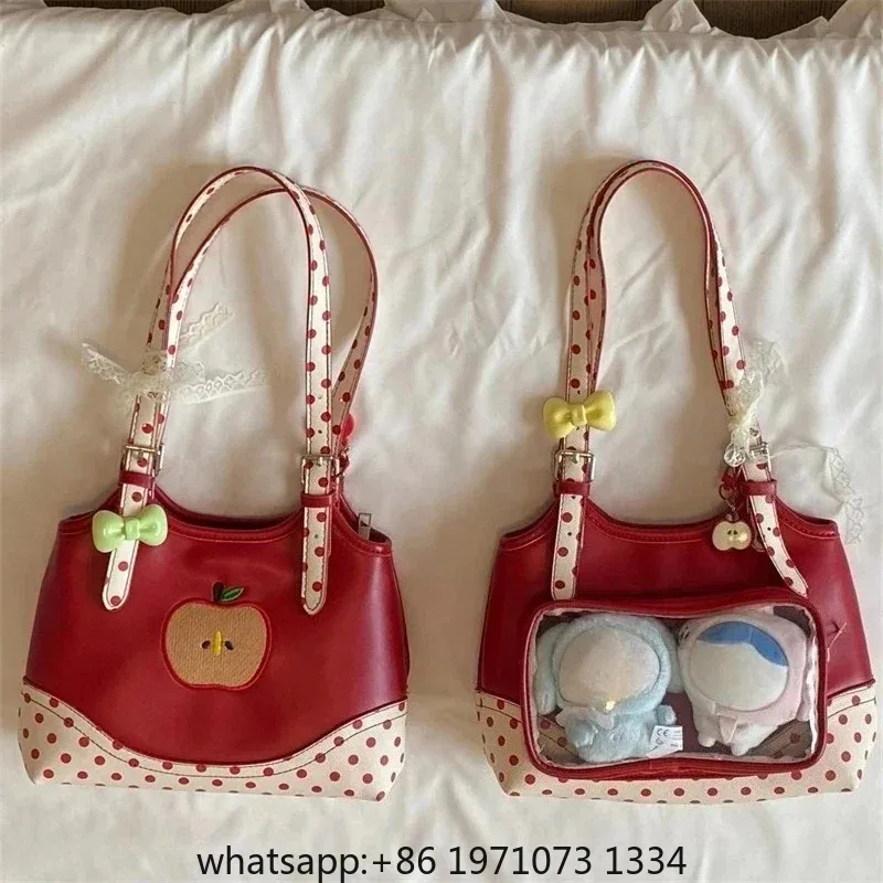 Sweet Transparent Ita Bags for Woman Dot Print Apple Shoulder Bag Underarm Bolso Beautiful Sac Femme Practical Bolsos De Mujer