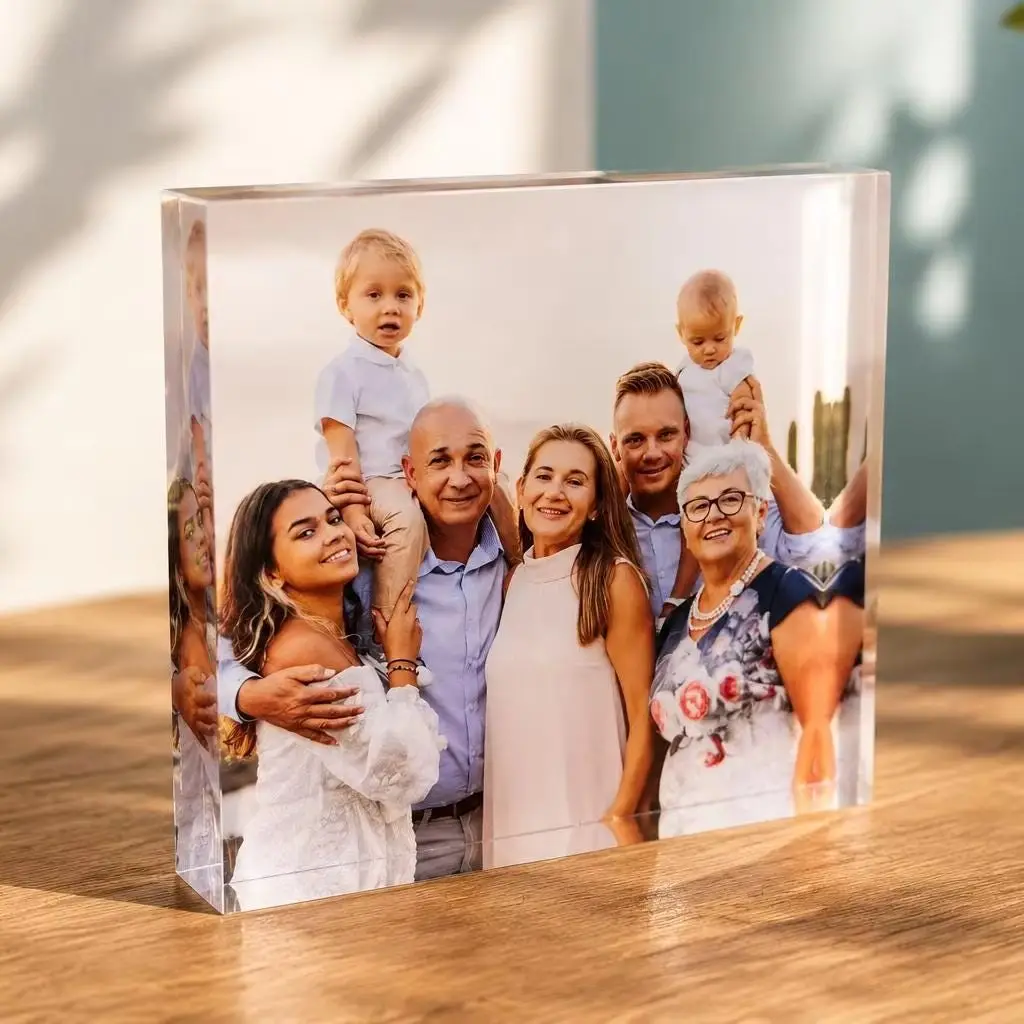 Custom Photo Block, Acrylic Glass Photo Frame Anniversary Gift, Custom Acrylic Block Photo, Wedding Crystal Gift, Birthday Gift