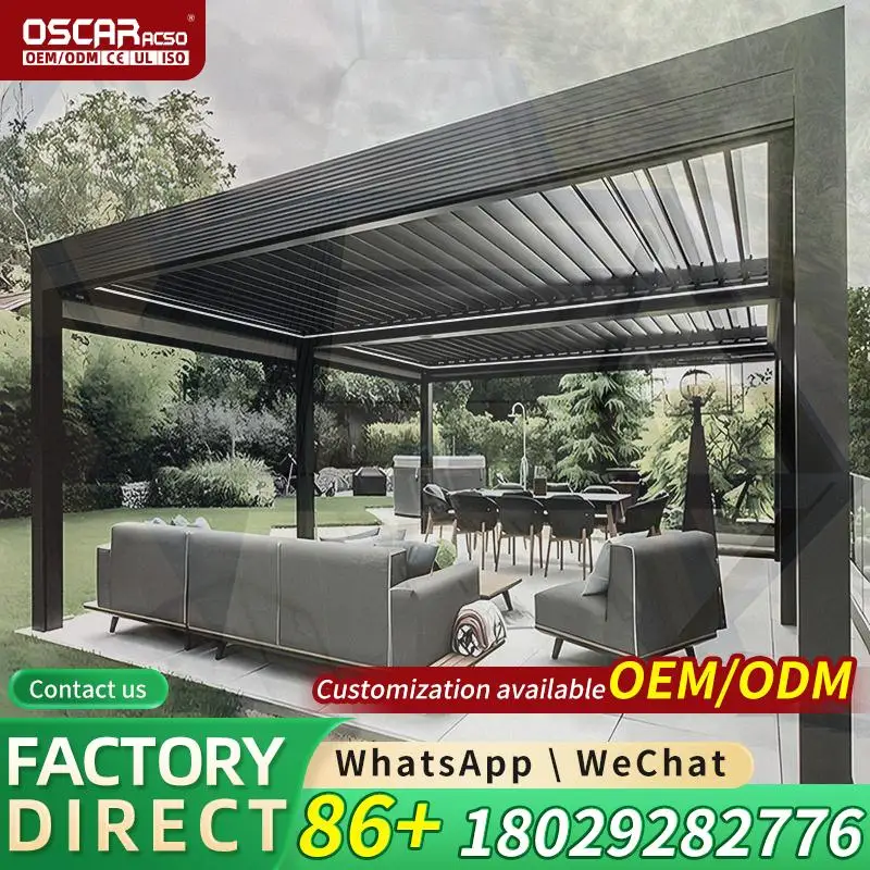 Retractable Remote Controlled Folded Louver Roof Pergola for Garden Patio Backyard Outdoor Shade Structure pergolas