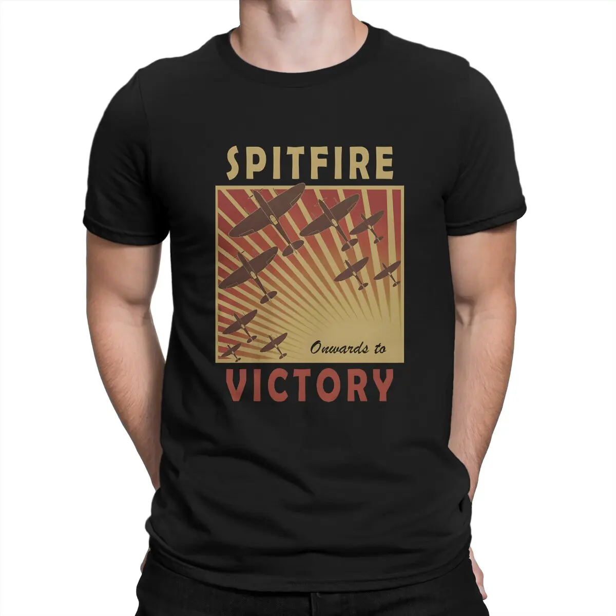 Spitfire Onwards To Victory T-Shirts for Men Air Fighter Casual 100% Cotton Tee Shirt Round Neck Short Sleeve T Shirt Gift Idea