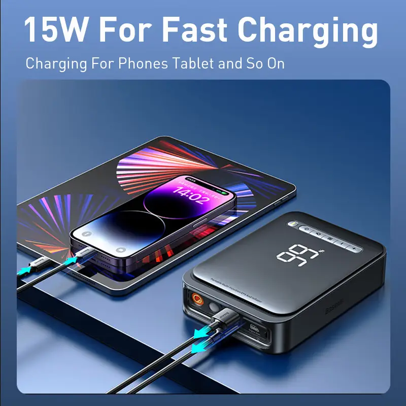 Baseus 2 In 1 Car Jump Starter Power Bank Air Compressor Inflator Pump 1000A Portable Power Station Car Battery Charger Booster - 6