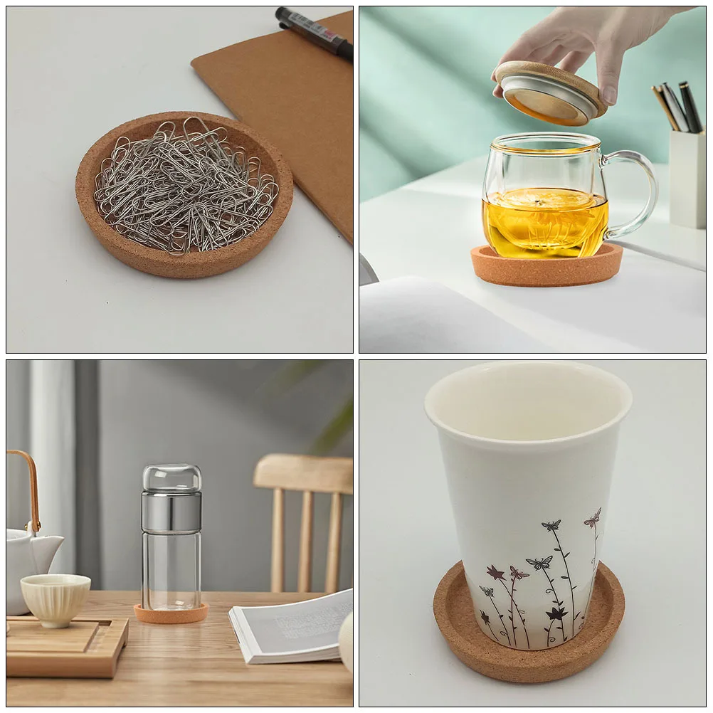 

2pcs Wooden Heat-Insulated Coasters Non-Skid Waterproof Cork Cup Mats For Home Desktop Mug Mat Heat Resistant Teacup Coaster