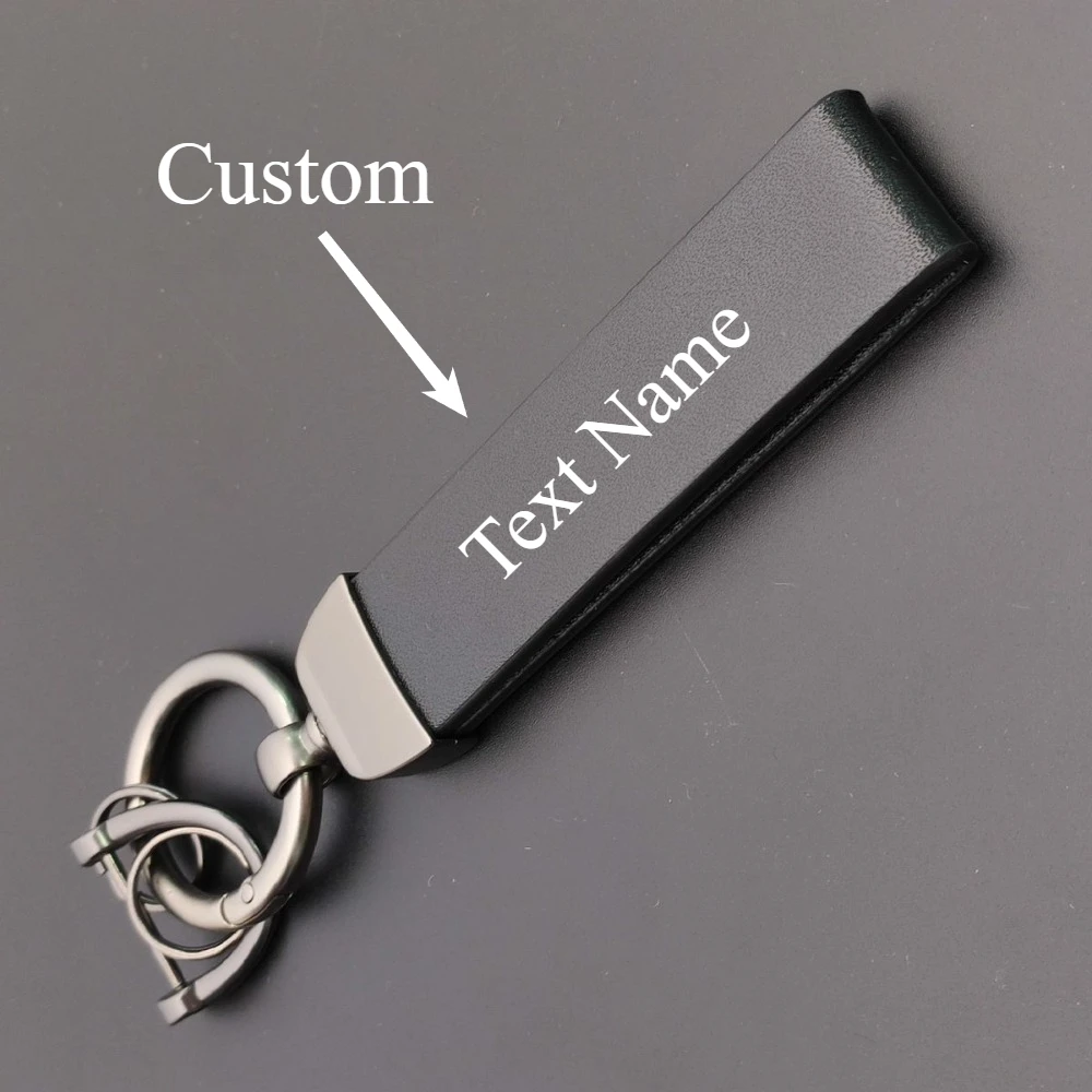 

Personalization Leather PU Metal Keychain Customize Name Text Embossing Keyring Car Motorcycle Man Woman Key Chain Ring Gift