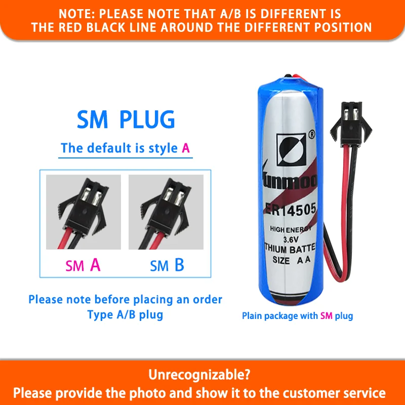 Sunmoon ER14505 Aggiungi SM Spina Batteria al litio da 3,6 V Scheda IC Contatore dell'acqua intelligente Misuratore di portata con asta di pattuglia Non ricaricabile