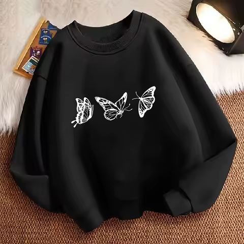 Fashion Funny Butterflies Design Hoodie Pullover Gothic Children's Sweatshirt Hoody Casual Hoodies Girls Clothes