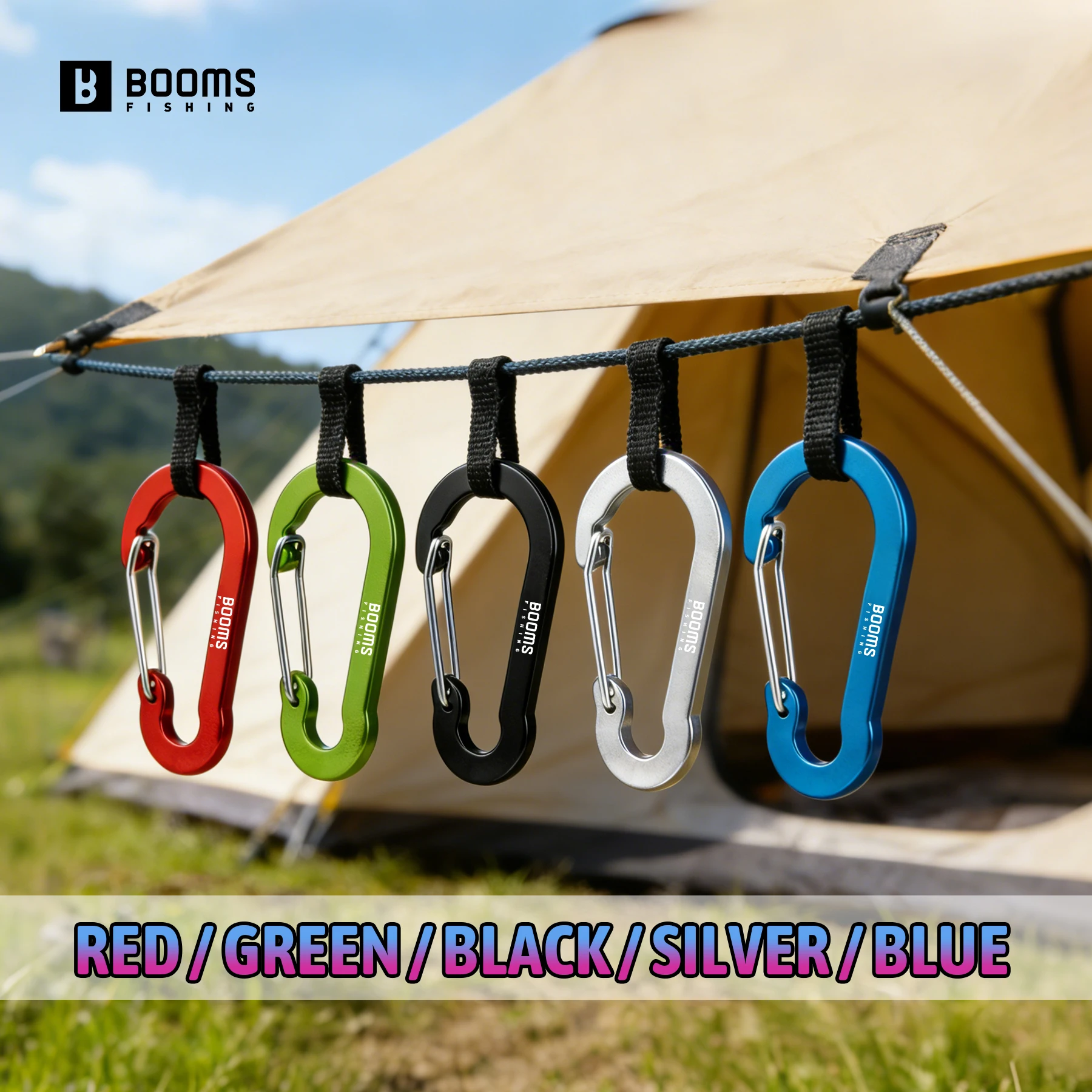 Booms Fishing CC1-30 Stück Aluminiumlegierung 5cm Karabiner Schlüsselanhänger Camping-Schnappverschluss Kleine Clips Verschluss-Schnalle Haken Angelzubehör – Detail 4